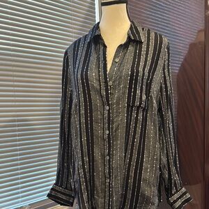 Style & Co. Black and White Striped Blouse
